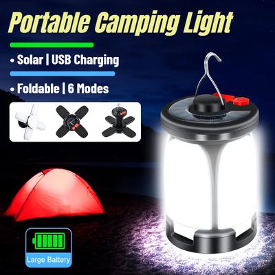 Vonkajšia prenosná kempingová lampa LED svetlo 6 režimov LED Ultra jasné stanové svetlo USB Solárne nabíjateľné Rybárske Turistické Párty Kempingové svetlo