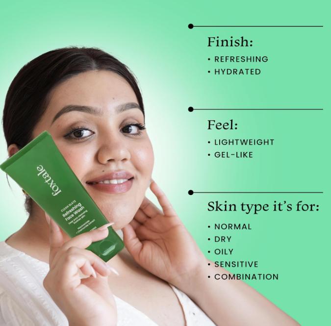 Foxtale Refreshing Face Wash for Deep Cleansing with Niacinamide, Hydrates & Brightens For Man & Women 100ml