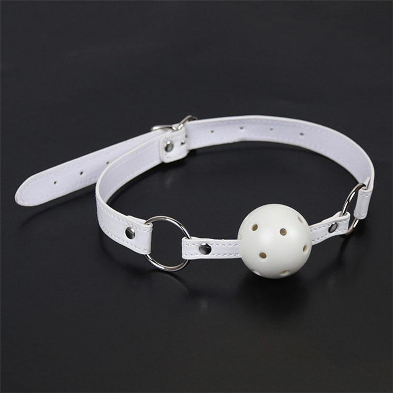 45mm White PU Leather Breathable Ball Gag Mouth Restraint BDSM Erotic Sexy Cosplay Flirting Sex Toys For Couples Adult