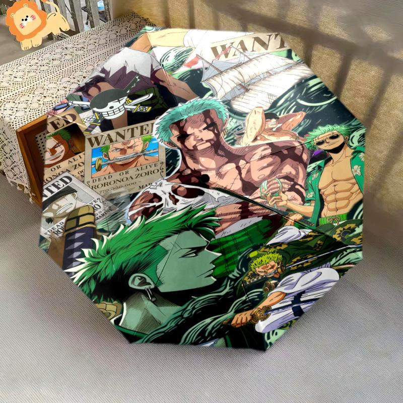 1 Stück Automatischer Faltregenschirm - Roronoa Zoro Muster Tragbares faltbares Design mit 8 Speichen Weihnachts-Geburtstagsgeschenke