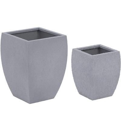 Set of 2 Rounded Flowerpots 27x27 Cm 31x31 Cm Corten Steel