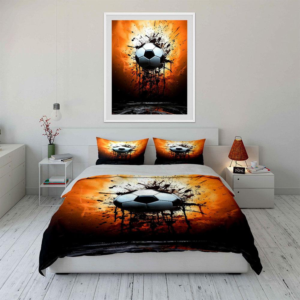 Soccer Ball with Splashes. Bedding Sets Duvet Cover Sets Duvet Covers Pillowcases(1 * Duvet Cover 2 * Pillowcases Without Duvet Insert)