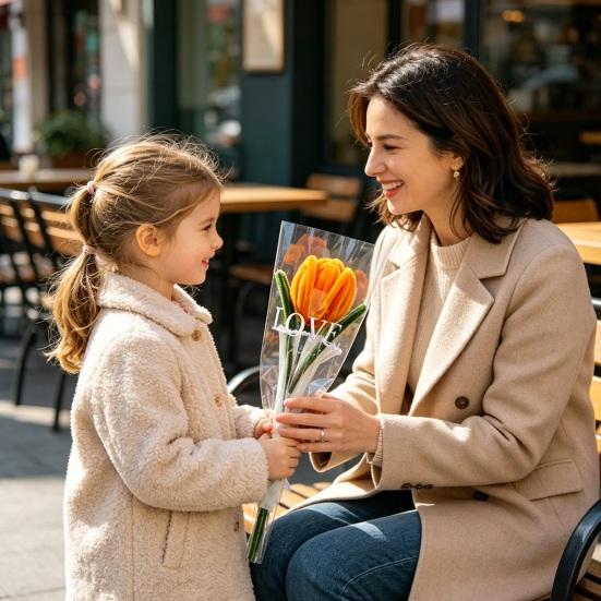 Twist Stick Tulip Bouquet Suede Texture Artificial Tulip Flowers in Pipe Cleaners Tulip Flowers Bouquet Long-Lasting Simulation Tulips for