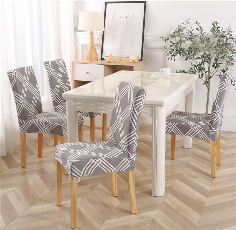 1PC Geometrische Stuhlhusse Elastischer Sitzschutz Stuhlhussen für Esszimmer Küche Hotel Wohnzimmer Hochzeitsbankett