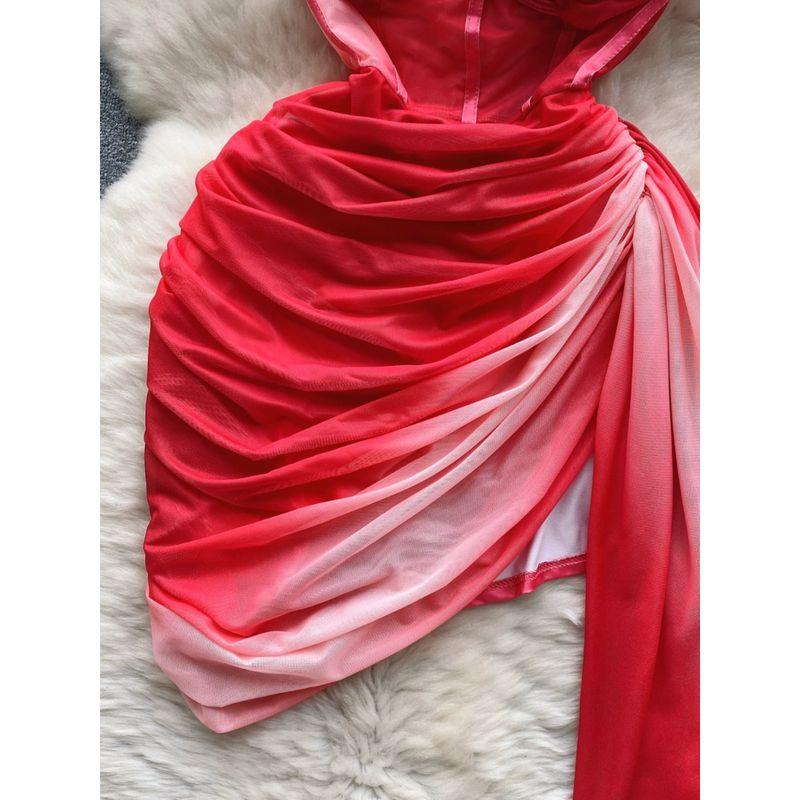 Fashion Tie Dye Irregular Sexy Halter Skirt