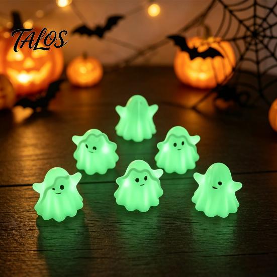 Compact Ghost Figures for Windowsills 10Pcs Mini Luminous Ornaments Halloween Party Decoration, Cute Glowing Milky White Collectibles Desktop