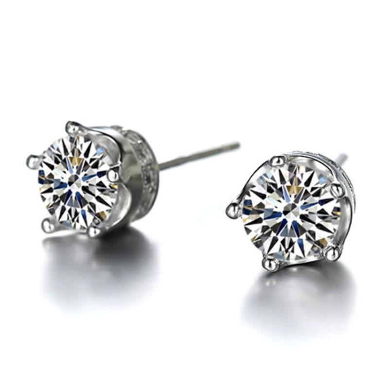 Klassische Krone, silberfarben, Amethyst-Kristall-Ohrstecker für Damen, elegante Ohrringe, Schmuck, Geschenk