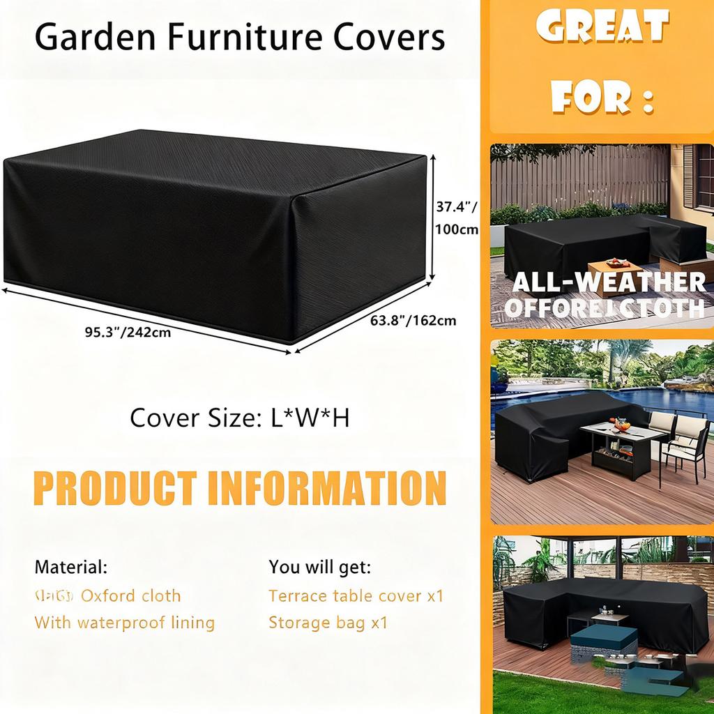 Multi Size Large Outdoor Table Cover Heavy Duty Garden Furniture Protector Windproof Anti UV Durable Cover