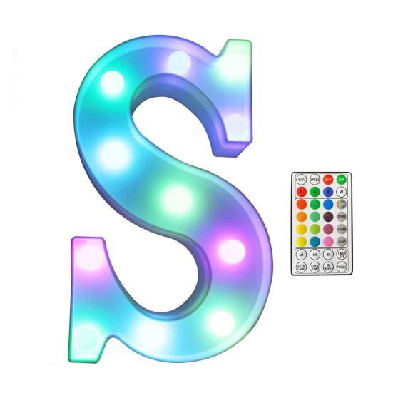 LED Letter Lamp with Remote Control, Dimmable Marquee Alphabet Light for Wedding Birthday Party, Indoor Outdoor Letter