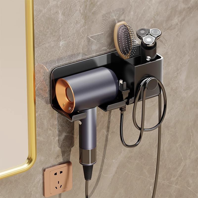 Punch-Free Wall-Mounted Aluminum Hair Dryer Holder