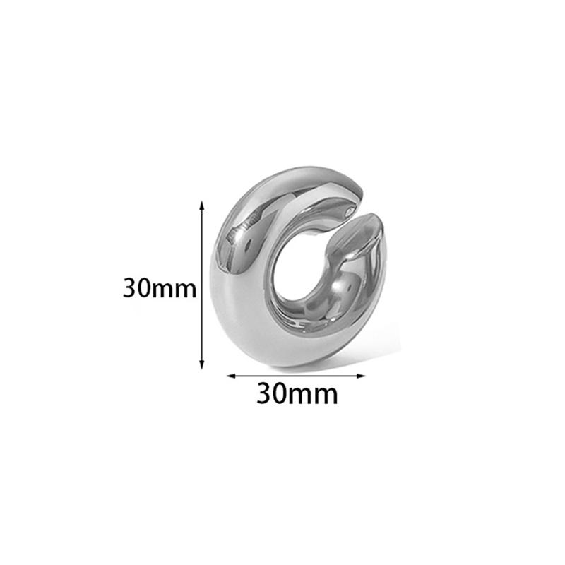 Stainless Steel Chunky Round Circle Clip Earring for Women Gold Color C Shape Ear Cuff Stud Tube Thick Earclips Jewelry