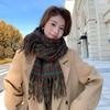 Autumn and winter new plaid scarf high-end women's versatile shawl thickened scarf