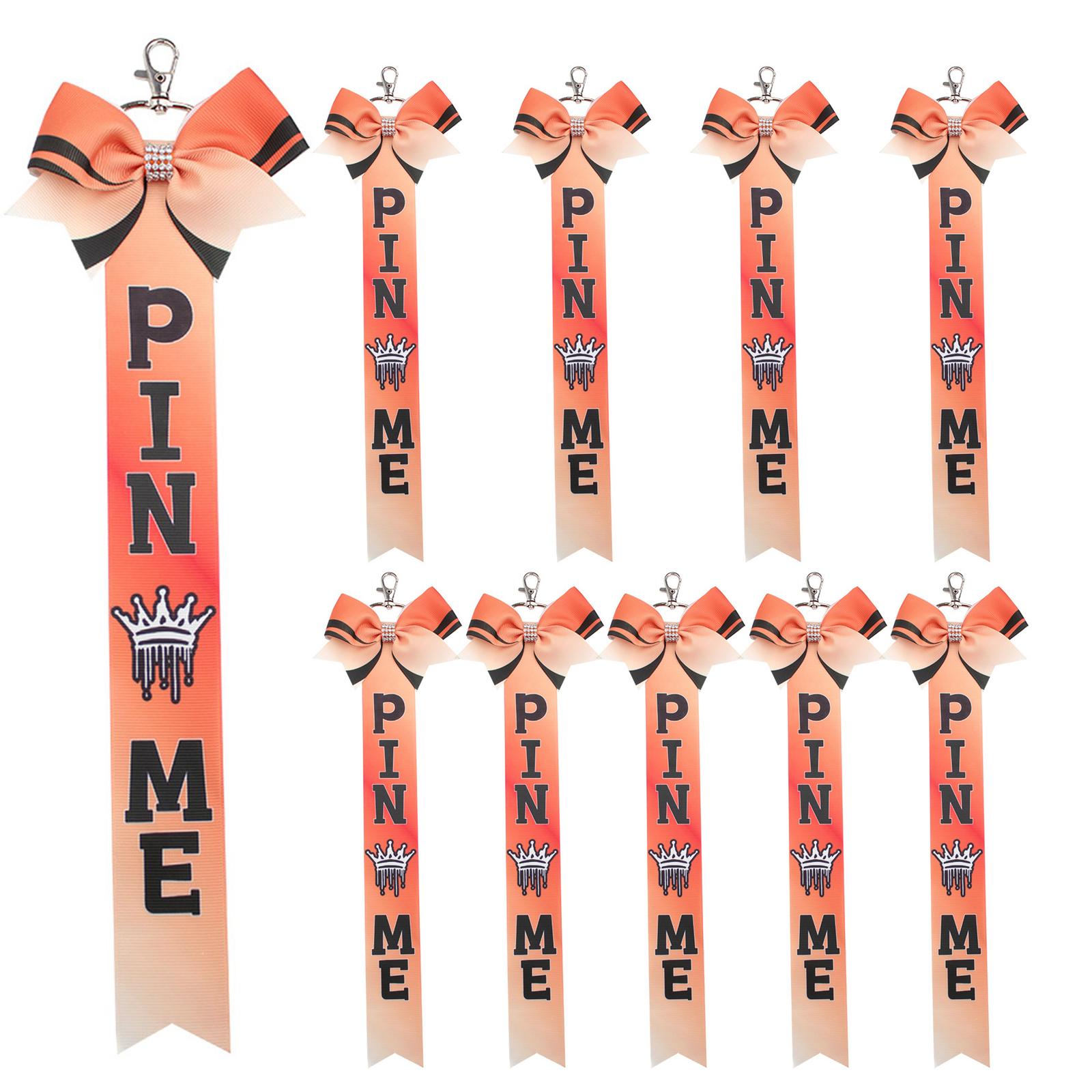 

10pcs Bowknot Ribbon Keychain with Rhinestones Backpack Strap Decoration Sports Accessories for Team Bonding Event