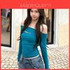 Spring Off Shoulder Hollow Out Long Sleeve T Shirt With Slim Fit For Casual Wear