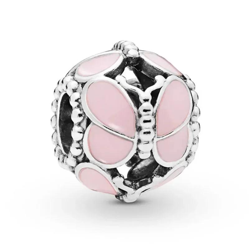 New Fashion Love Heart Bear Pig Butterfly Cake Pink Series Beads Fit Charms Bracelets Women DIY Jewelry Gift