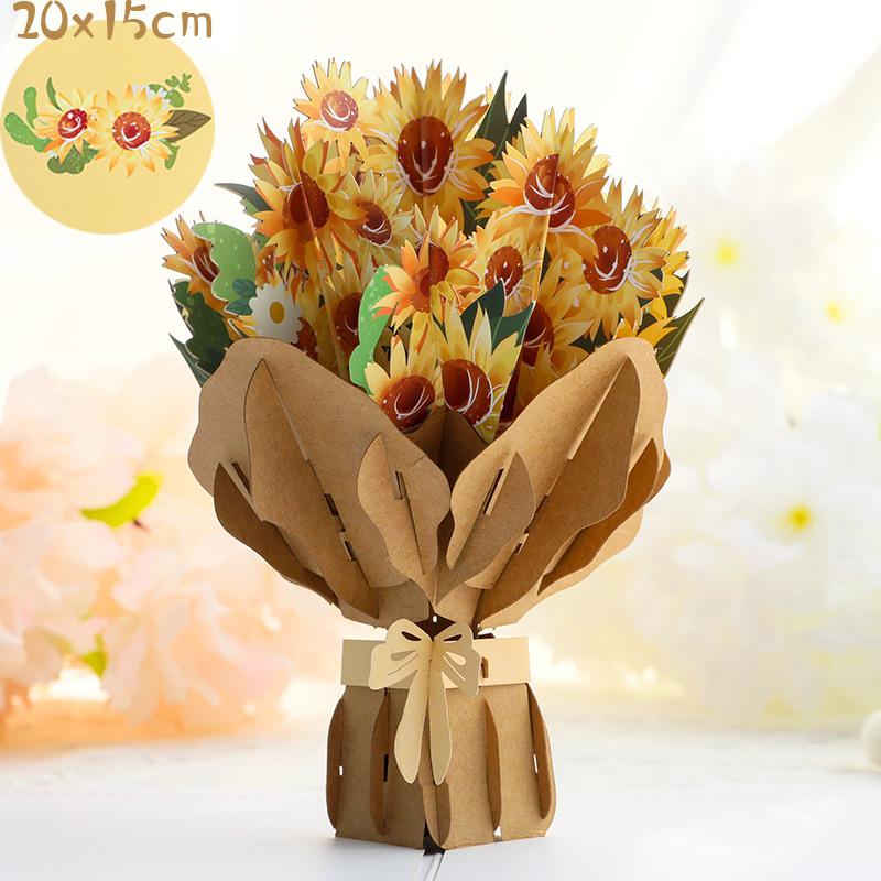 3D Pop Up Flower Greeting Cards Wedding Card Anniversary Thanksgiving Valentines Day Birthday Gift Thank You Card Handmade Cards