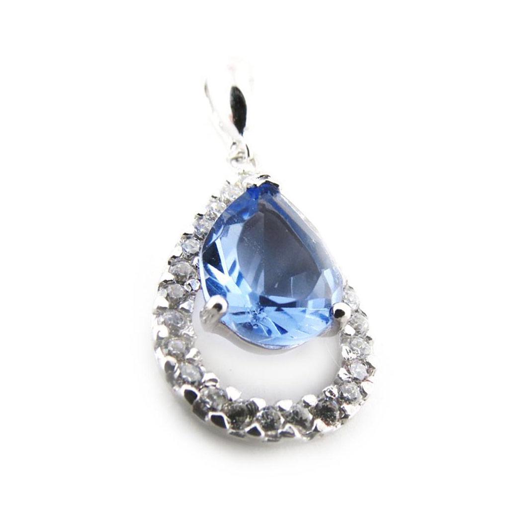Les Trésors De Lily [J3522] - Silver Pendant 'Celestina' Blue Tanzanite Silver (rhodium Plated) - 25x13 Mm