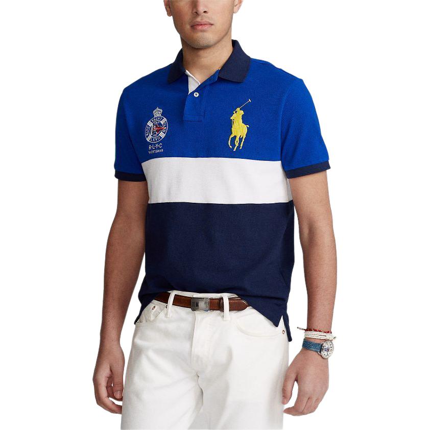 Polo Ralph Lauren Color Block Slim Fit Polo de Manga Corta para Hombre tops Azul MNPOKNI1N821204-400