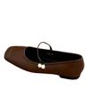 Retro Flat Bottom Simple Mary Jane Shoes Women's Autumn New Square Head Shallow Mouth Beaded Versatile Casual Single Shoes Women