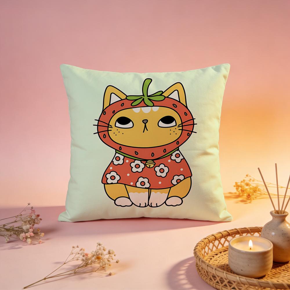 Cool Bandana Cat Graphic Cushion Cover Comfortable Durable Pillow Cover MultiScene for Home Office Car Sofa