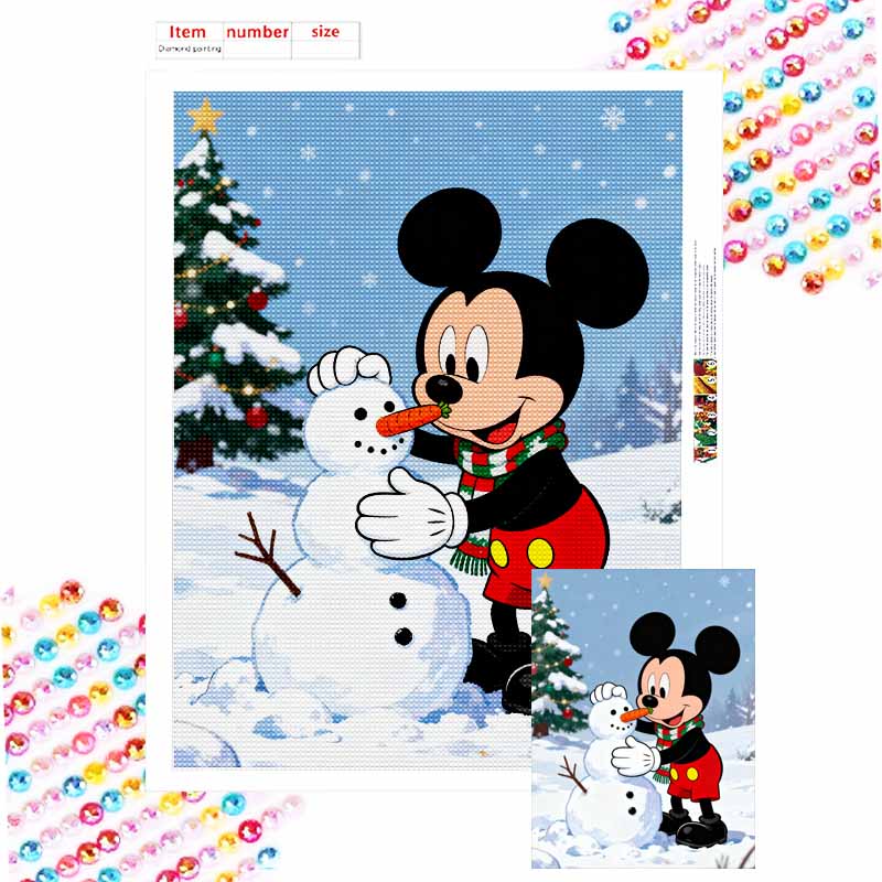 Disney Diamond Art Painting Kit Winter Snowman 5D Diamond Painting Dot Art Home Wall Decor Round 20x30cm