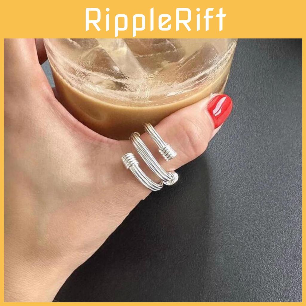 Korean Imported 2024 New Fashionable Layered Geometric Copper Ring For Women