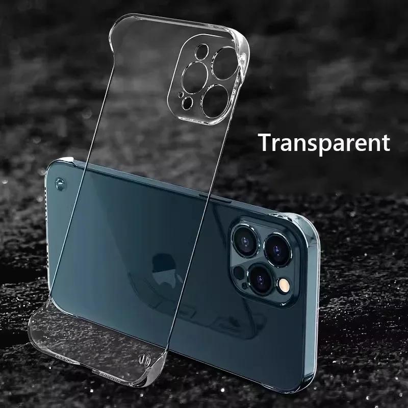 Frameless Slim Matte Hard Back Cover Case For iPhone 15 16 Pro Max 14Pro Plus 14 13 12 Pro Max 15Pro ShockProof Coque