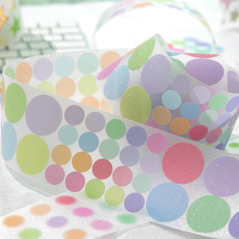 50mm * 2m Kawaii Funkelnder Sandkreis Stern Grunddekoration Stanzaufkleberband DIY Tagebuch Album Scrapbooking Material