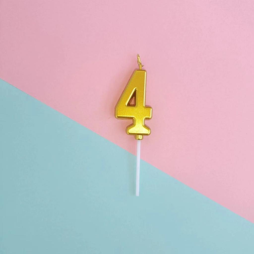 1pc Birthday Candle Golden Number Candle Smokeless Birthday Cake Party Baking Dessert Candle Plug-in Set
