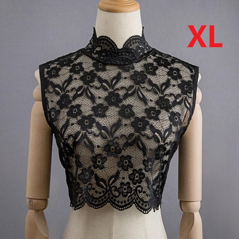 

V-образный вырез Черный Кружевной Женский Ложный Воротник Ложная Половина Рубашки Стойка Съемные Белые Ложные Воротники Женская Шейная Одежда Аксессуары для Одежды