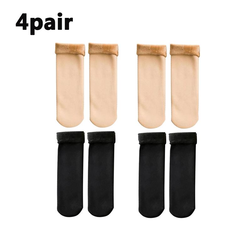 Winter Warm Solid Women Socks Thicken Thermal Socks Wool Cashmere Black Skin Seamless Snow Sock Velvet Unisex Socks