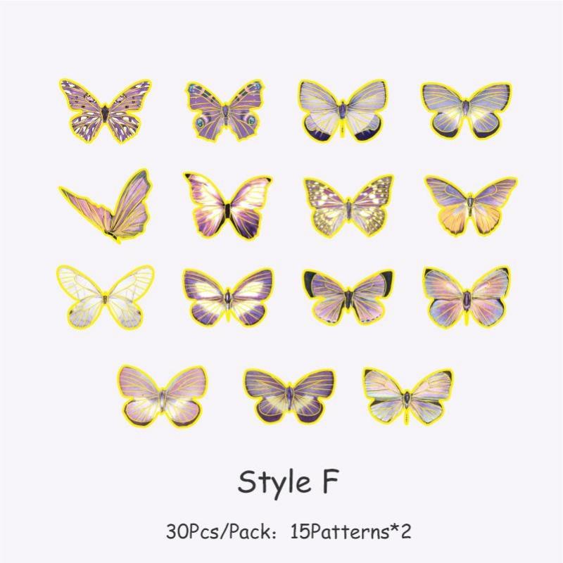 

30 шт., лазерная бронзовая наклейка-бабочка, декоративные наклейки, материал, идеально подходящий для ведения журнала, принадлежности для скрапбукинга своими руками