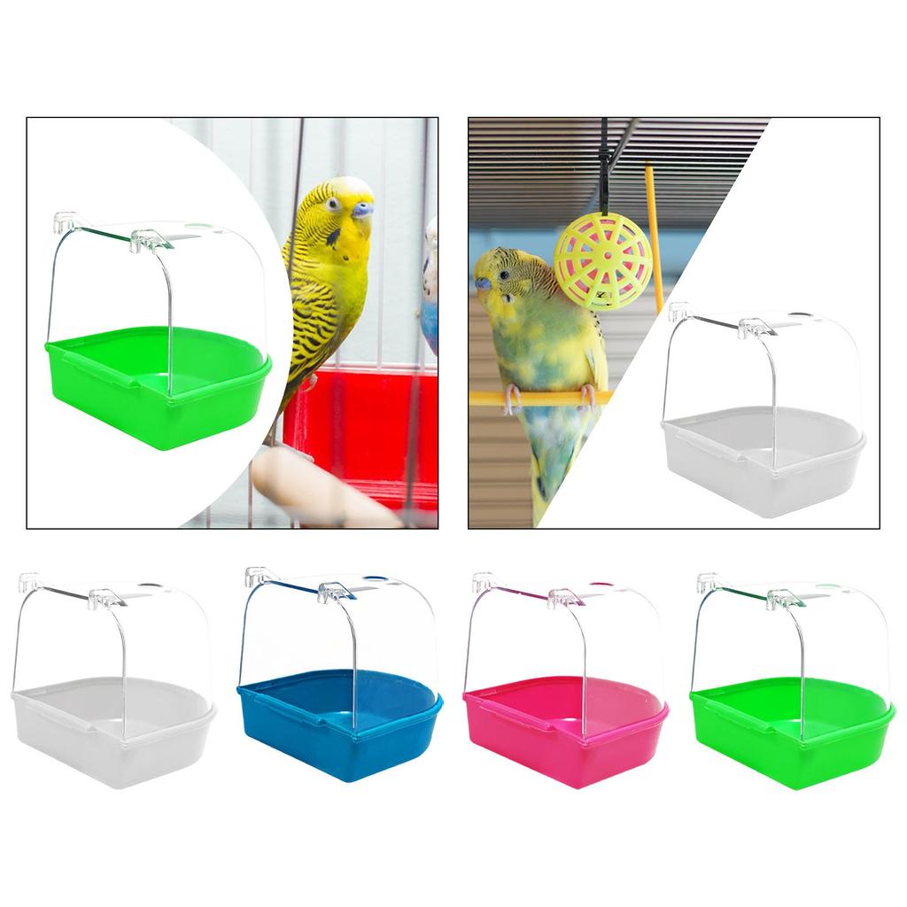 Bird Bath Box Bird Bathtub Birds Parrot Bath House Hanging Bath Tub for Lovebirds Budgie Budgerigar Water Bowl Cockatiel