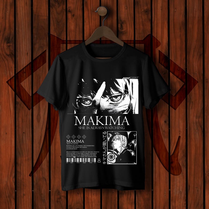Chainsaw Man Makima Vintage Manga Panel Streetwear T-Shirt, Unisex Anime Fan Casual Short Sleeve Top