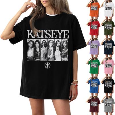 Damen Rundhals Bedrucktes Kurzarm T-Shirt Top