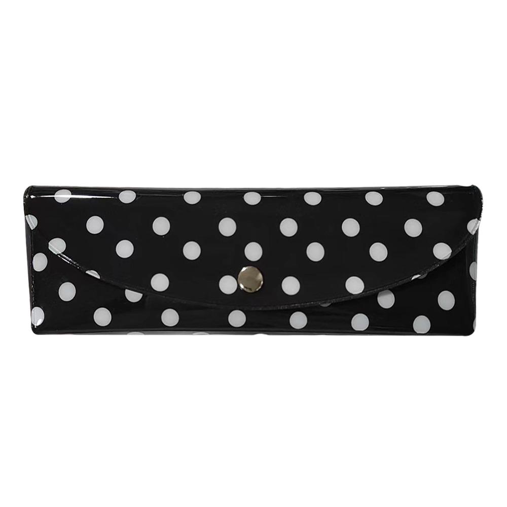 

High Quality PVC Pencil Case Polka Dot Design Snap-button Type Stationery Pouch Pen Pouch Students Gift чёрный