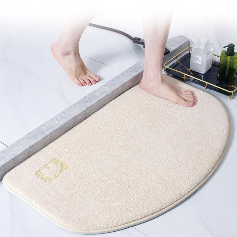 Luxurious Semi-Circular Memory Foam Bath Mat, Ultra Absorbent Bathroom Mat Anti-Slip Toilet Rug