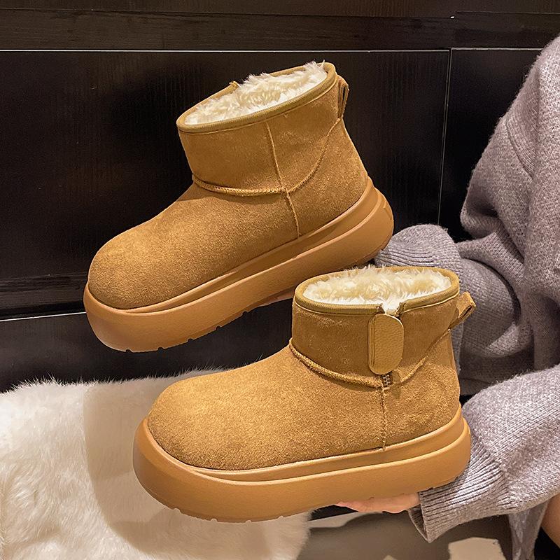 

Женские эластичные зимние ботинки на толстой подошве с мехом, теплые, непродуваемые, с мягкой подкладкой, нескользящие, износостойкие, повседневные спортивные короткие хлопковые ботинки, обувь Ле Фу 40 верблюд