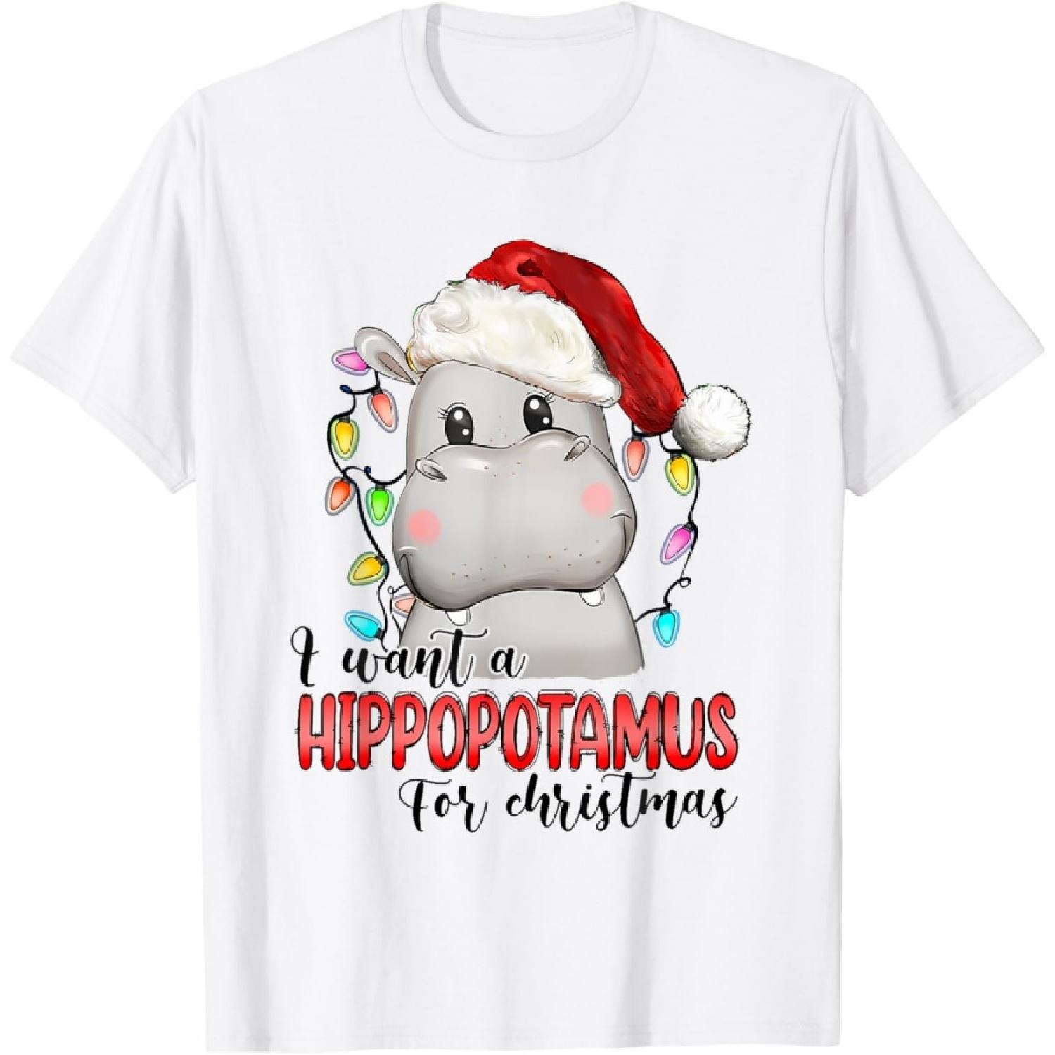 Я хочу бегемота на Рождество Xmas Любитель бегемотов Футболка S