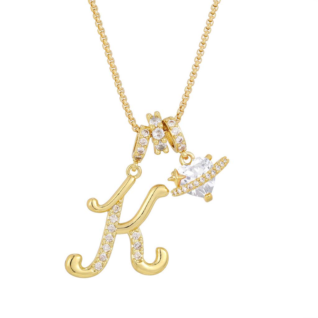 Cross-border necklace dopamine 26 English letter necklace girl light luxury niche high-end Amazon pendant jewelry