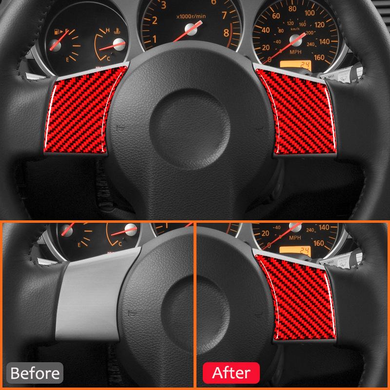 Carbon Fiber Car Steering Wheel Side Panel Trim Cover Decoration Sticker For Nissan 350z 2006-2009 Car Styling Auto Accessories