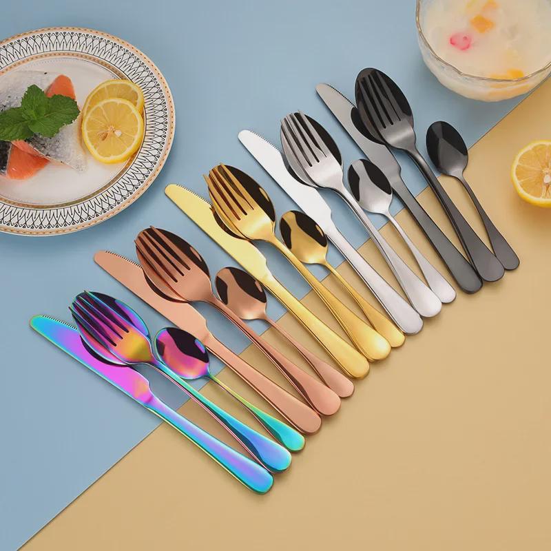 24-teiliges titanbeschichtetes Edelstahl-Besteckset: Messer, Gabel, Löffel in Klappbox (1010 Serie)