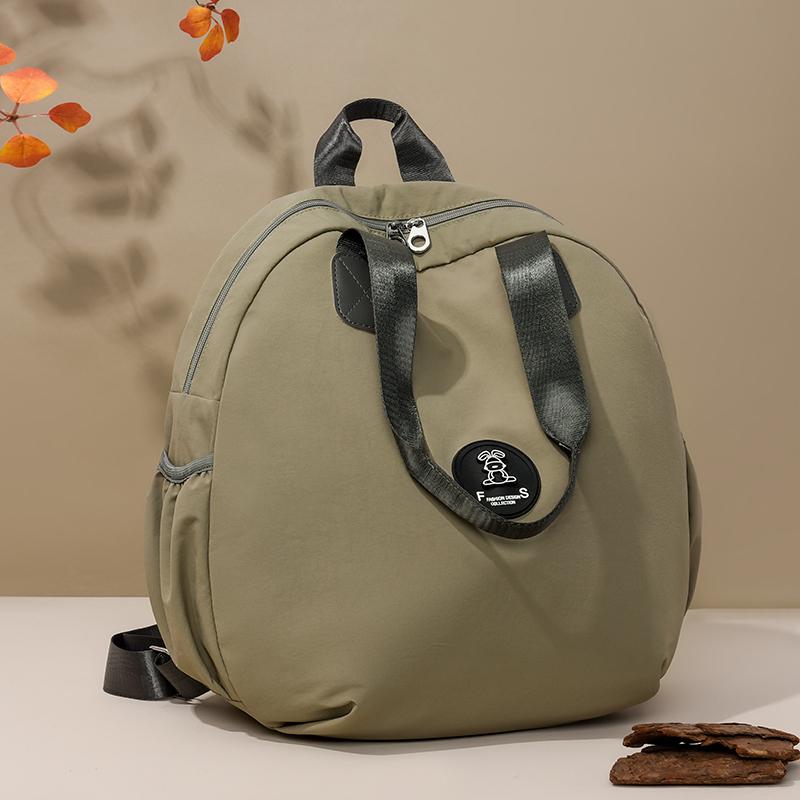 Women's Backpack Round Bag Large Capacity Travel Bag Solid Color Student Schoolbag