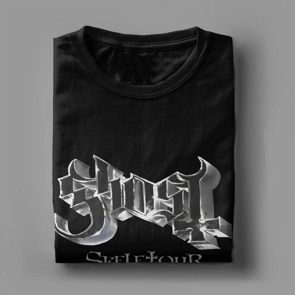 Unika Ghost Band Världsturné Skeletour 2025 T-shirts Herr Rundhalsad Bomulls-T-shirts Musik Kortärmad T-shirt 4XL 5XL Kläder
