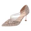 2025 Champagne Rhinestone Stiletto Heels: Elegant Pointed Toe Bridal Shoes