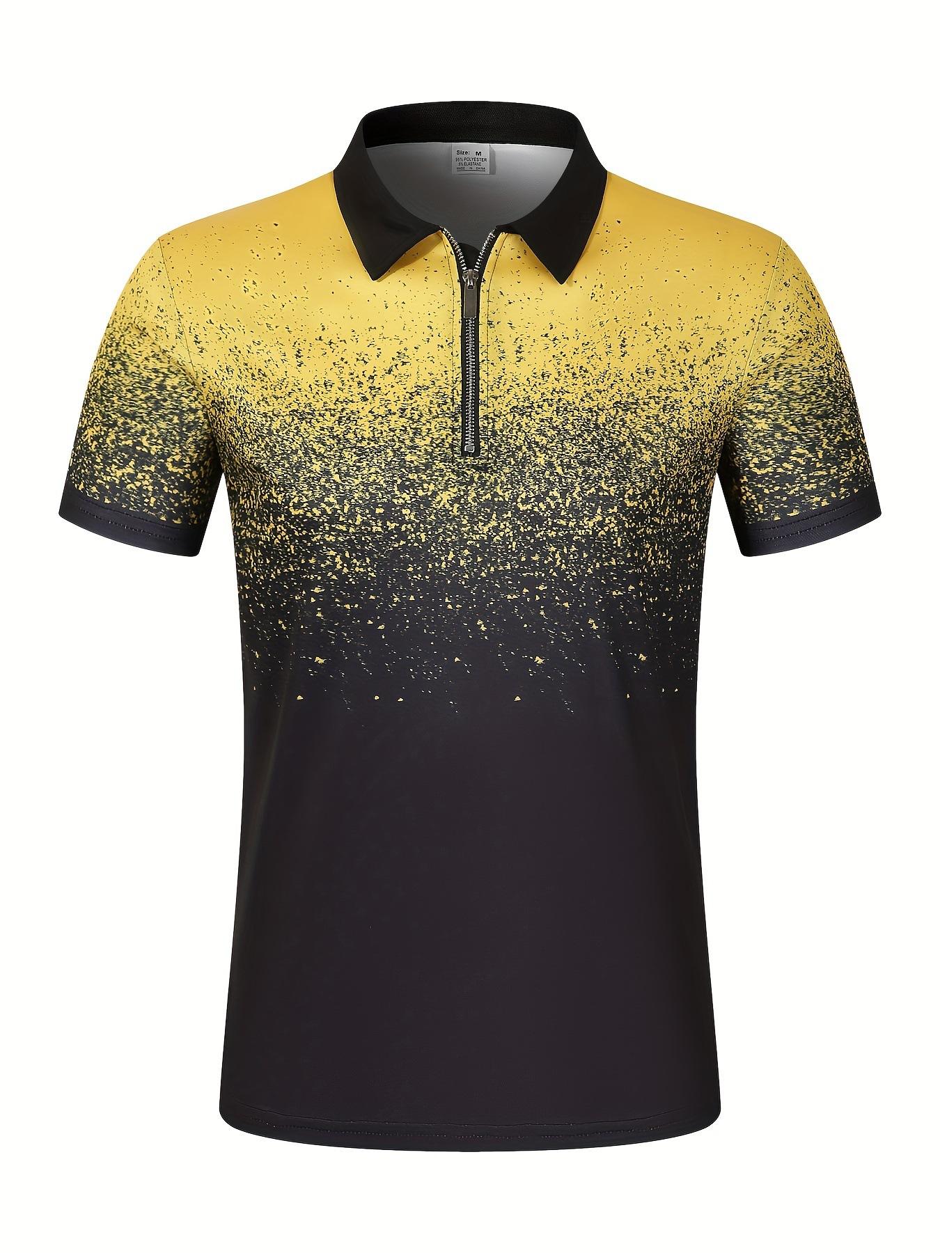 

Летняя рубашка поло на плоской ткани с застежкой-молнией, мужская рубашка поло с принтом в горошек, мужская футболка с коротким рукавом, топ M жёлтый