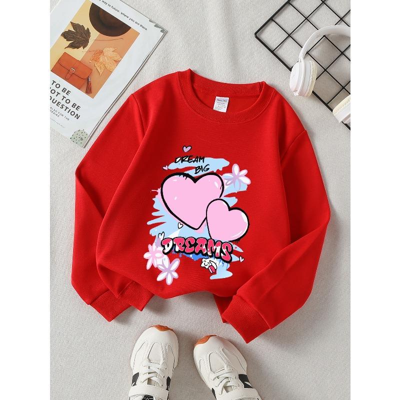 European sizes Kids' Casual Sweatshirt Printed Round Neck Pullover, Dream Big Hearts Dreams, Casual Comfortable
