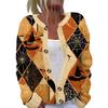 Women's Halloween Print Long Sleeve Knit Button Front Cardigan