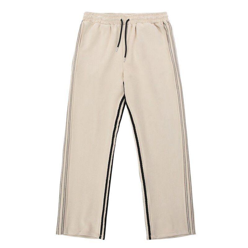 

American Retro Loose Stripes Casual Pants Baby Boy and Girl Summer High Waist Straight Drooping Wide Leg Mop Sports Pants Tide Khaki L