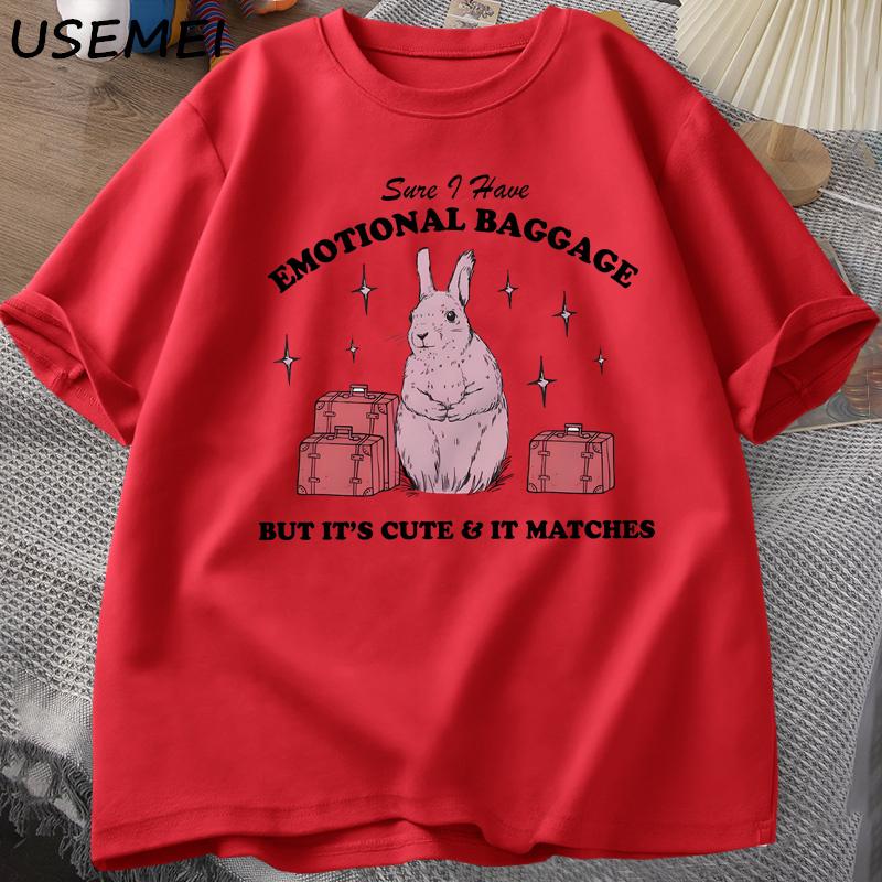 2026 Sure I Have Emotional Baggage Funny Unisextal Health T Shirts Women Unisex Comfortable and Loose Unisexs and Womens Tshirts